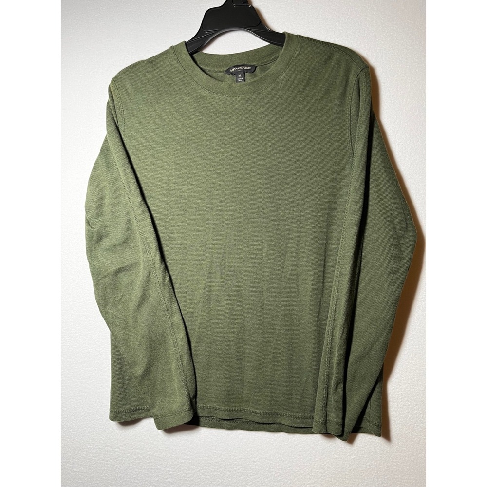 BANANA REPUBLIC Men's Core Temp Waffle Knit Thermal T-Shirt GREEN Medium